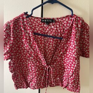 Motel Rocks Red and White Floral Blouse